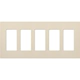 Lutron Claro Light Switch Cover Plate, 5 Gang Wallplate, for Decorator Light Switches, Rocker Light Switch Cover, Outlet Cover, Screwless Switch Plate Cover, Gloss, CW-5-LA, Light Almond