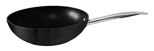 Jomafe Tasty - Wok Antiadherente (28 cm, Mango de Acero Inoxidable), Color Negro