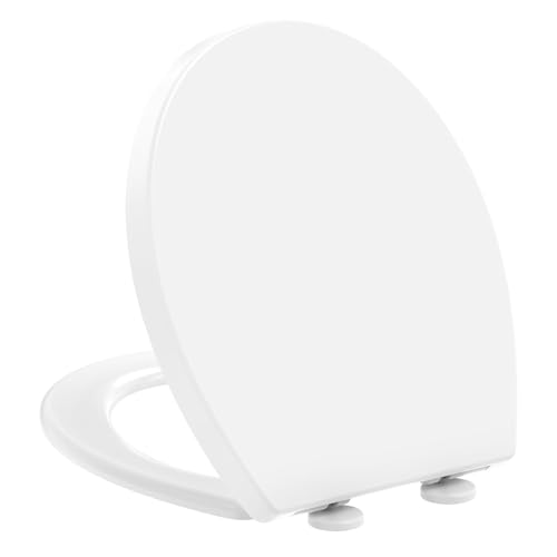 YEAUPE PRO Abattant WC avec frein de chute O-forme –Siège WC en PP avec Démontage Rapide, Patins Antidérapants et Gabarit d’installation – Silencieux et Durable, Blanc 44,6×37,2 cm