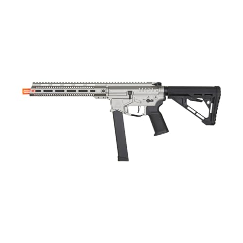 Zion Arms R&D Precision Licensed PW9 Mod 1 Long Rail Airsoft Rifle with Delta Stock (Grey)