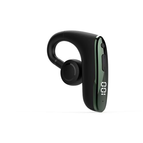 Xmenha Casque Bluetooth 5.2 IPX5 Étanchiété avec Réduction de Bruit Temps d'écoute la musuque de 25 hrs Écouteurs Bluetooth d'oreilles Ouvertes Écran numérique LED pour Conduite, Réunion Verte