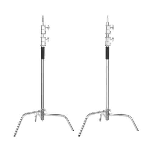 YUOCU 2PCS Pro 100% Stainless Steel Heavy Duty C Stand Kit, 10.8ft/330cm Adjustable Photography Light Tripod Stand for Studio Strobe Monolight Softbox Reflector LED Light,Max Load 88lb/40kg