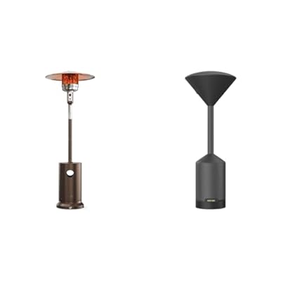 EAST OAK 48,000 BTU Round Patio Heater with Double-Layer Burner, Bronze + Patio Heater Cover, Dark Gray
