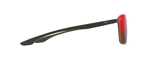 Maui Jim Men's And Women's Kaala Polarized Rectangular Sunglasses, Dark Gunmetal And Green/Hawaii Lava ™, Medium #TOP2