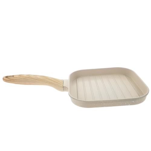 Zerodeko Sartén para Freír Carne y Huevos de Aluminio Beige Antiadherente Resistente para Uso Doméstico y Profesional Fondo Plano Compatible Cocina de Inducción