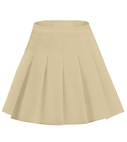 Jupe de tennis plissée taille haute beige pour silhouette galbée L