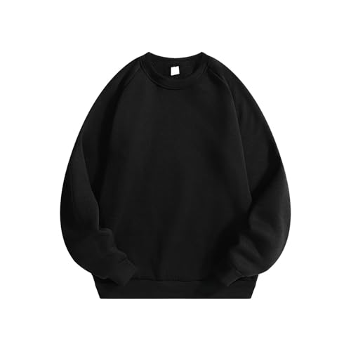 Sudadera Deportiva Informal de Cuello con Manga raglán y Forro Polar Grueso para Hombre (Black, S) #170