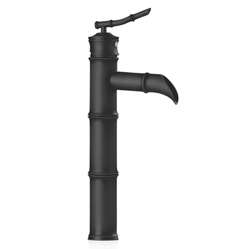 Robinet bambou vintage noir mitigeur eau chaude et froide pour lavabo de toilettes