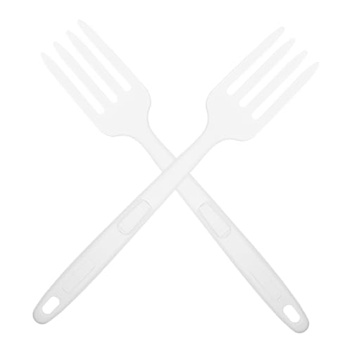 ABOOFAN 2pcs Silicone Pasta Serving Forks Heat Resistant Long Handle Utensils with Nonslip Grip for Cooking Noodles and Salad for Meat and Spaghetti Preparation