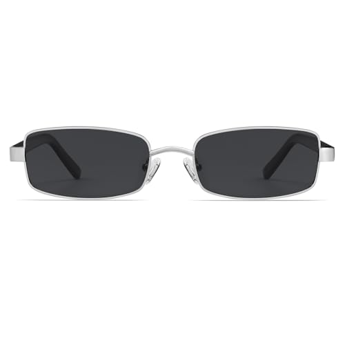 Image of VANLINKER Retro Rectangle Polarized Sunglasses for Women Men Small 90s Vintage Trendy Slim Narrow Rectangular Frame VL9684