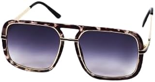 نظارة شمسية مستطيلة كبيرة الحجم بعدسات ملونة متدرجة باطار بنمط صدف السلحفاة sg722