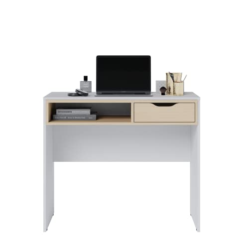 Colibri Escrivaninha Bit - Branco Fosco/Tauari Nobre