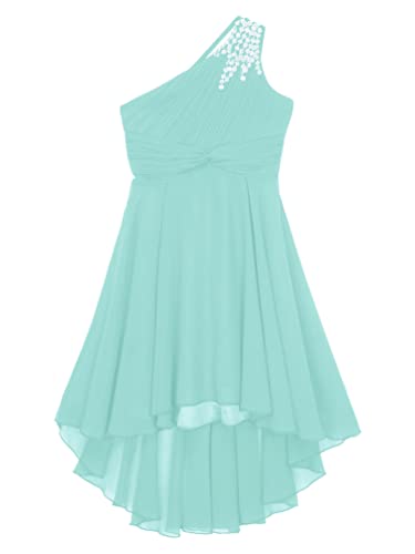 Jhaoyu Kids Girls One Shoulder Sequin Flower Girls Dress Pageant Princess Dress Bridesmaid Wedding Party Prom Gown3