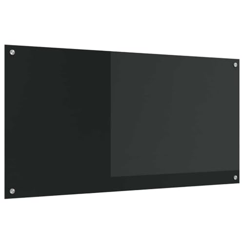 vidaXL Küchenrückwand Schwarz 120 x 60 x 0,6 cm Gehärtetes Glas, Moderner Küchenrückwand, rechteckiges Glas, hitzebeständig, schickes Deko für den Kochbereich