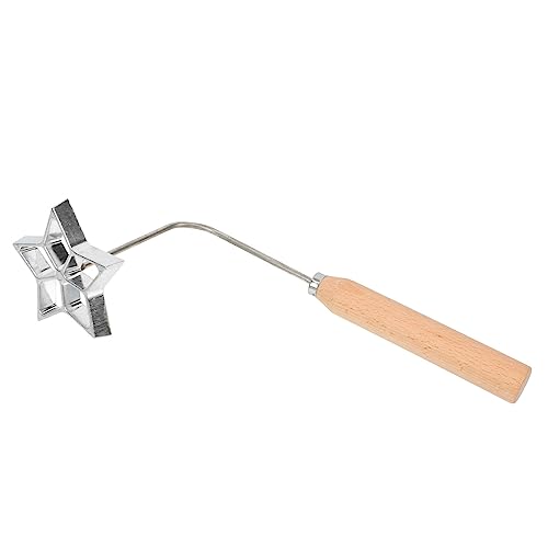 HEMOTON Bunuelos Mold with Handle, 10 Inch Funnel Cake Ring, Aluminum Waffle Molds with Wooden Handle for Kitchen Baking Cooking Housewares (Five-pointed Star)