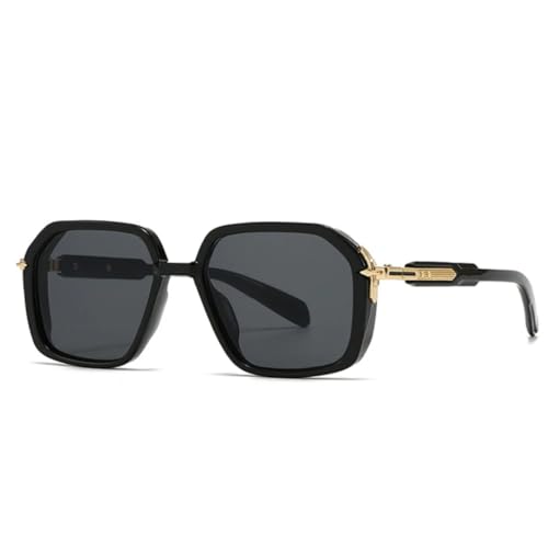 Lunettes de soleil UV400 tendance pour homme, monture carrée rétro à rivets haute protection