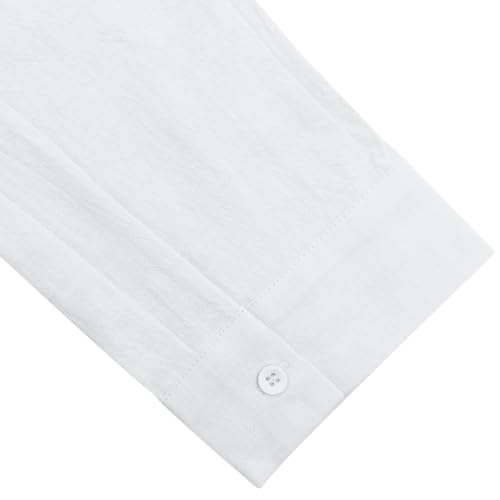 Image of JEKAOYI Mens Button Down Cotton Linen Shirts Casual Long Sleeve Beach Tops