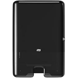 Dispensador De Toallas Interdobladas Tork 552008 Dispensador de toallas de mano entreplegadas Elevation de Tork, despachador papel secamanos compatible con el sistema de Tork H2, negro