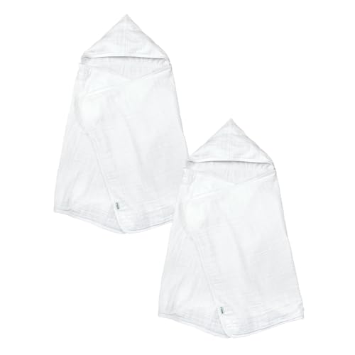 Image of Green Sprouts Muslin Hooded Towel Made from Organic Cotton (2 pk), White, 0 months-4yr