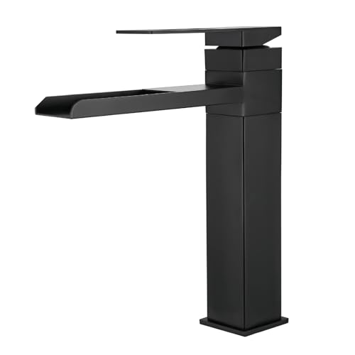 Mitigeur de lavabo de salle de bains en acier inoxydable noir au fini mat