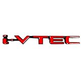 3D Raised Letters i-VTEC Emblem Metal with Adhesive Backing Replacement for Rear Emblem Automotive Decoration(Black Red)