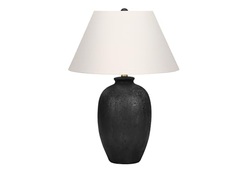 Monarch Specialties I 9721 LightingTable Lamp, Black Ceramic, Ivory/Cream Shade,