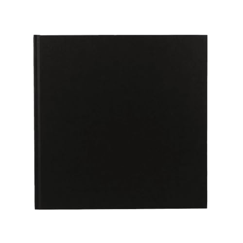 Jumbo Square & Chunky Black Cloth Sketchbook - 25 X 25 cm - 140 GSM All-Media Cartridge White Paper - 95 Square Sheets Ideal for Pencils, Pens, Light Washes