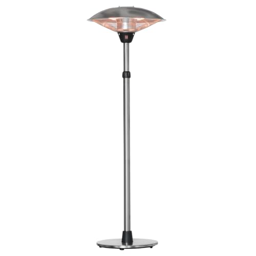 Outsunny Parasol Chauffant Électrique 3000W Sans CO₂ 160 à 200 cm Argent