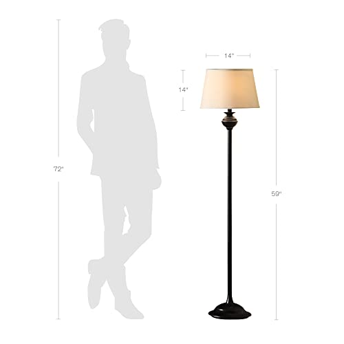 Catalina 18079-001 Traditional 3-Piece Metal Floor & Table Lamp Set With Linen Shades, 59" And 24", Black Classic #TOP5