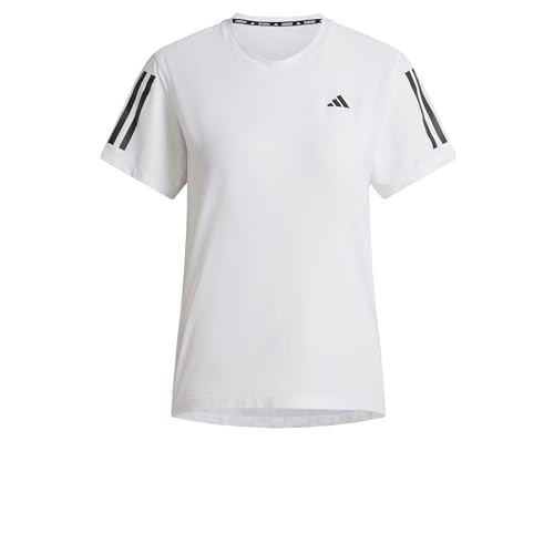 adidas Women's Own The Run T-Shirt, White/Opulent Garden, XXS