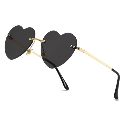 Rimless Heart Sunglasses for Women Fashion Cute Heart Shaped Party Glasses Lovely Style Love Glasses