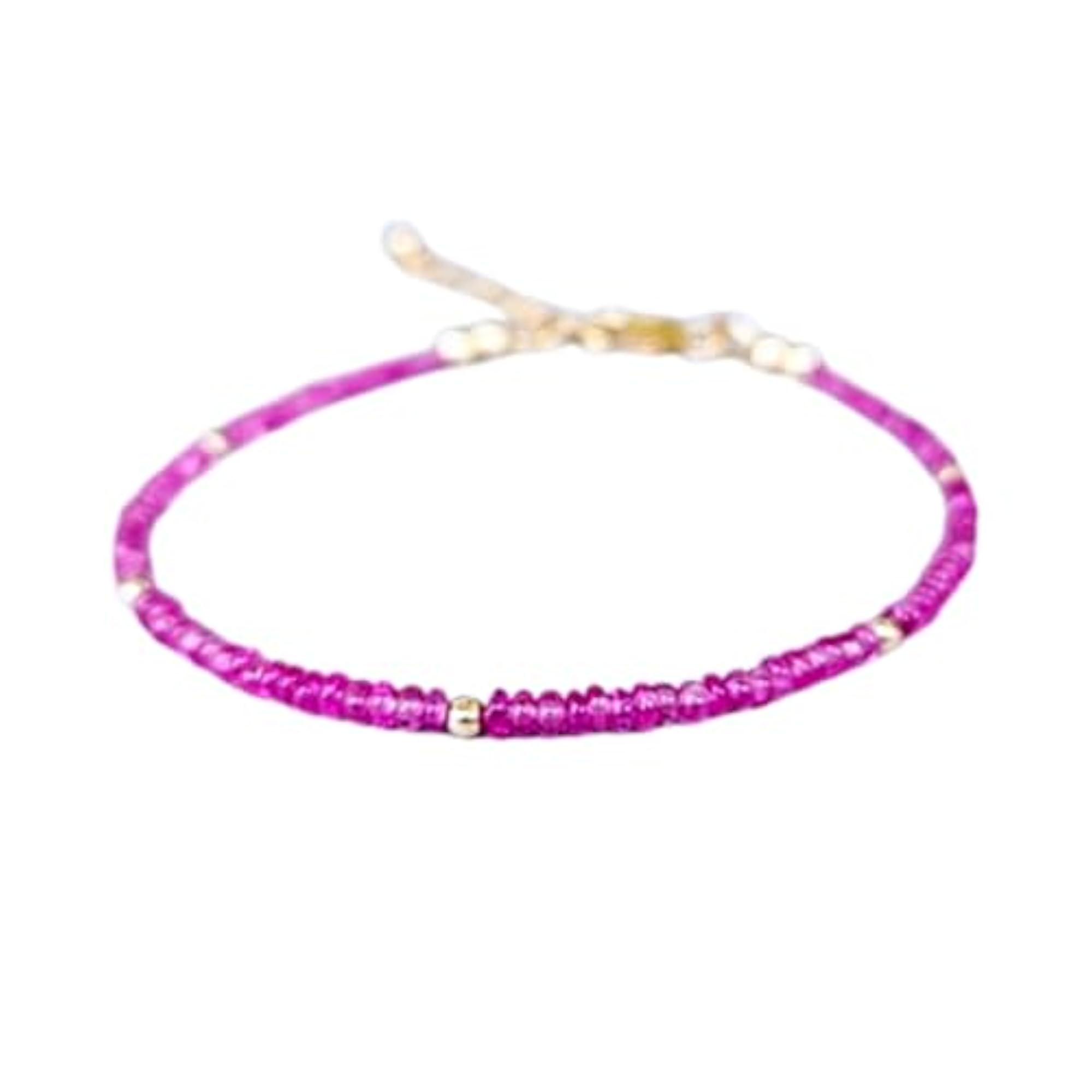 Burmese Ruby Bracelet, Adjustable Gold Plated