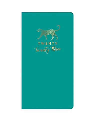 Agenda 2023 con diseño de leopardo, tapa suave, borde dorado, vista semanal Cover