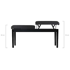 Classic Cantabile Banc de piano deux places noir brillant - Les Beatles, Paul McCartney, John Lennon, RIngo Starr, George Harrison Classic Cantabile Banc de piano deux places noir brillant – Image 2