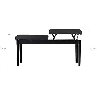 Classic Cantabile Banc de piano deux places noir brillant - Les Beatles, Paul McCartney, John Lennon, RIngo Starr, George Harrison Classic Cantabile Banc de piano deux places noir brillant – Image 2