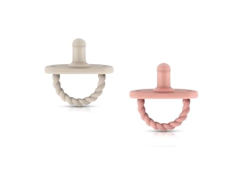 Image of Sweetie Pacifier Soother Baby Silicone Baby Pacifier Soft Silicone Certified BPA Free Set of 2 (Light Gray - Pink)