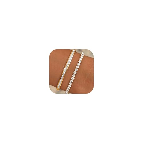【Set Braccialetti Elegante】Questo set bracciali donna comprende un bracciale rigido oro e un bracciale tennis oro. Impreziositi da scintillanti zirconi, questi bracciali oro riflettono magnificamente la luce, donando un bagliore abbagliante. Indossalo il bracciale donna da solo per un look minimalista o abbinalo ad altri bracciali per creare uno stile sofisticato e stratificato