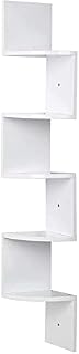 FiveFire Corner Shelf,Corner Wall Shelf Wall Storage Organizer 5 Tier Zig Zag Unit Floating Shelves Bookshelf White