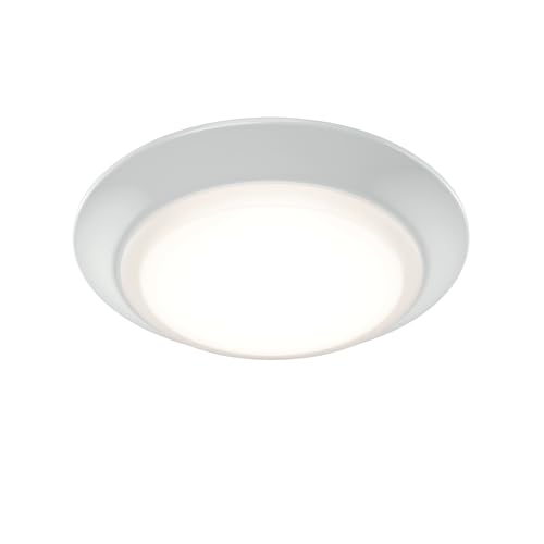 Kichler Low Profile LED Downlight - Gen Select 5-in-1 Downlight White, for Wet or Damp Spaces, 2700K-5000K, Color Temperature Select, Power Surge Protected, (7.38" Dia x 1.35" H) 43874WH5CCT