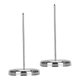 HOMSFOU 2 Piezas STABBER clip de menú de mesa espiga de restaurantes para boletos clip de recibo de facturas Titulares de boletos de comida picos de recibo de metal Silver