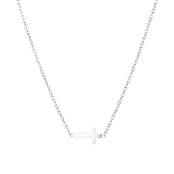 Nawflue Collar de cruz para mujer, chapado en oro de 18 quilates, delicado collar de cruz lateral, collar ajustable de acero inoxidable, joyería de fe de moda, regalos de Navidad, One size, Acero