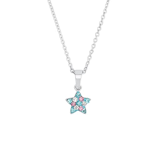 Prinzessin Lillifee collar con colgante de plata de ley 925 collar de niña, con Preciosa, 35+3 cm, plata, estrella, viene en caja de regalo de joyería, 2013183