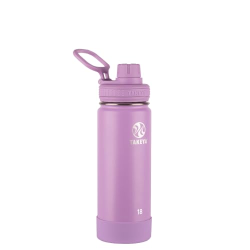 Image of Takeya Actives Insulated Stainless Steel Water Bottle with Spout Lid, 18 oz, Lilac