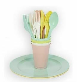 Set de vaisselle incassable picnic pour éviter le gaspillage des assiettes jetables