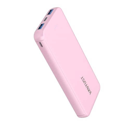VANYUST Portable Charger, 10000mAh 5V/3A Power Bank, USB-C in&Out Fast Charging Battery Pack, External Powerbank Compatible with iPhone 16 15 14 13 12 Samsung S22 S21 Google iPad etc (Pink)
