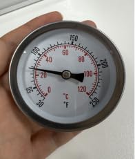 Bimetal Thermometer with 3/4" Sweat Connection, 2.5 Dial Size, Center Back Mount, 30-250 Deg F/0-120 Deg C