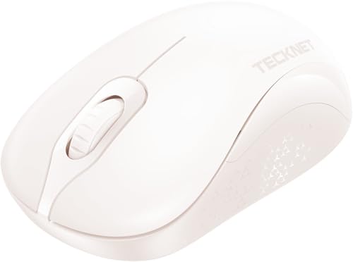 TECKNET Kabellose Maus, Leise Funkmaus 2,4 GHz mit USB-Empfänger, 24 Monate Akkulaufzei, 1600 DPI, Für Links- und Rechtshänder, PC Maus Kabellos für Laptops, Windows, macOS, Chromeos, Linux, Rosa