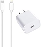iPhone Fast Charger, 20W PD USB C Wall Charger with Type C to Lightning Cable [Apple MFi Certified] Compatible with iPhone 12/12 Mini/12Pro/12 Pro Max/11/11Pro/11 Pro Max/XS/XS Max/XR/X/iPad Pro