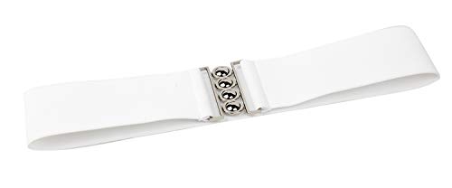 Modeway Womens 3" Belts Elastic Stretch Cinch Waist Belt, Fashion Waistband Wide Belts For Dresses (S-M,White) A3-1 #TOP3