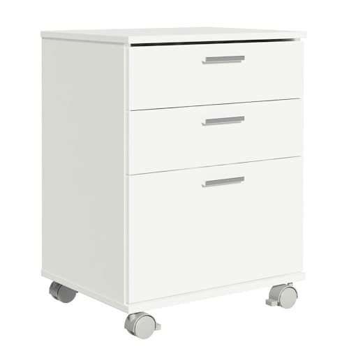 Gaveteiro para Banheiro Branco com 3 Gavetas e Rodinhas Madesa